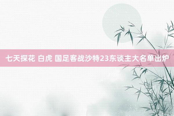 七天探花 白虎 国足客战沙特23东谈主大名单出炉
